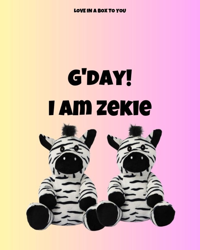 Zebra safari plush animal toys gift care package in Australia