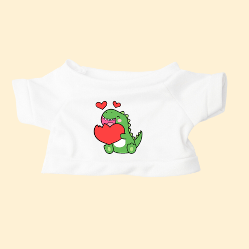 Dinasour heart print for  white T-shift print as gifts in Australia