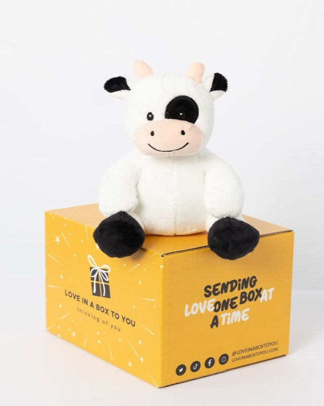 White and black patches Cow plush animal toys gift care package in Australia 